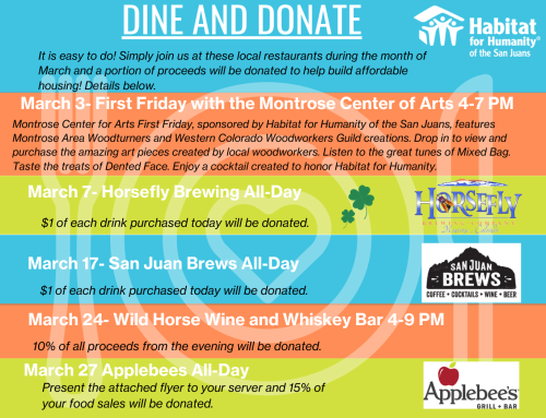 Dine and Donate March Events